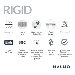 Malmo Livia Rigid Comfort LVT Flooring - Tile - 457mm x 1300mm
