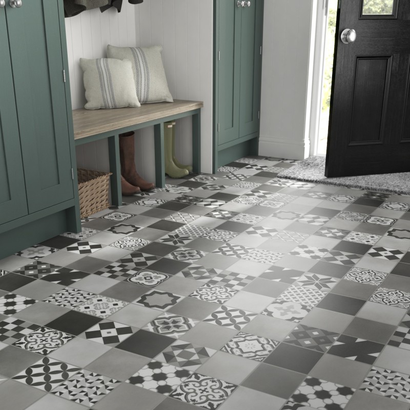 Malmo Kuvio Grey Stick Down 'Freedom' LVT Flooring - Tile - 609mm x 300mm
