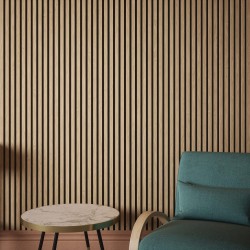 Natural Oak Acoustic Wall Panel - 600mm x 2400mm