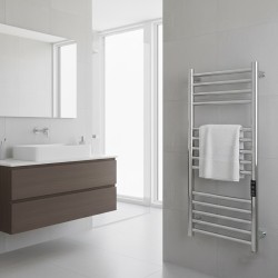 Tubo Polished Stainless Steel Flat Bar Dry Electric Towel Rail - closeup
