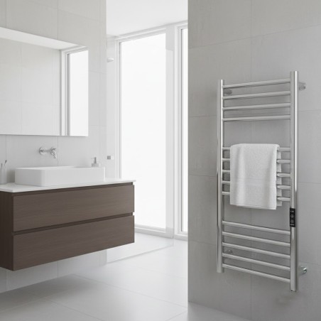 Tubo Polished Stainless Steel Round Bar Dry Electric Towel Rail - 400 x 800mm