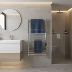 Tubo Polished Stainless Steel Round Bar Dry Electric Towel Rail - 500 x 900mm - closeup
