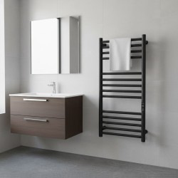 Tubo Matt Black Stainless Steel Round Bar Dry Electric Towel Rail - closeup