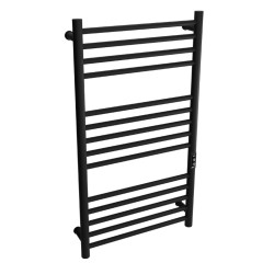 Tubo Matt Black Stainless Steel Round Bar Dry Electric Towel Rail - 500 x 900mm