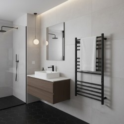 Tubo Matt Black Stainless Steel Round Bar Dry Electric Towel Rail - closeup