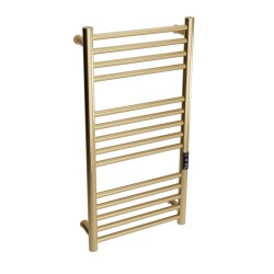 Tubo Brushed Brass Stainless Steel Round Bar Dry Electric Towel Rail - 400 x 800mm