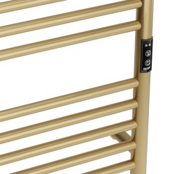 Tubo Brushed Brass Stainless Steel Round Bar Dry Electric Towel Rail - 400 x 800mm