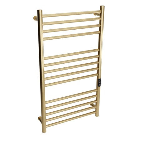 Tubo Brushed Brass Stainless Steel Round Bar Dry Electric Towel Rail - 500 x 900mm