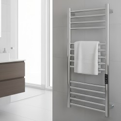 Tubo Polished Stainless Steel Round Bar Dry Electric Towel Rail - 400 x 800mm