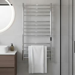 Tubo Polished Stainless Steel Round Bar Dry Electric Towel Rail - 600 x 1100mm