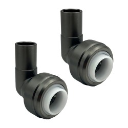 15mm Push-fit to 15mm Compression Pipe Elbow 90 Degree Angled Fittings (Pair) - Gunmetal