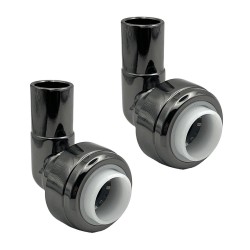 15mm Push-fit to 15mm Compression Pipe Elbow 90 Degree Angled Fittings (Pair) - Black Nickel