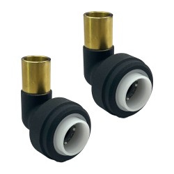 15mm Push-fit to 15mm Compression Pipe Elbow 90 Degree Angled Fittings (Pair) - Mineral Grey