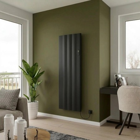 Kairo Black Electric Flat Panel Radiator with Smart Control - 500mm (w) x 1600mm (h) - 1500W