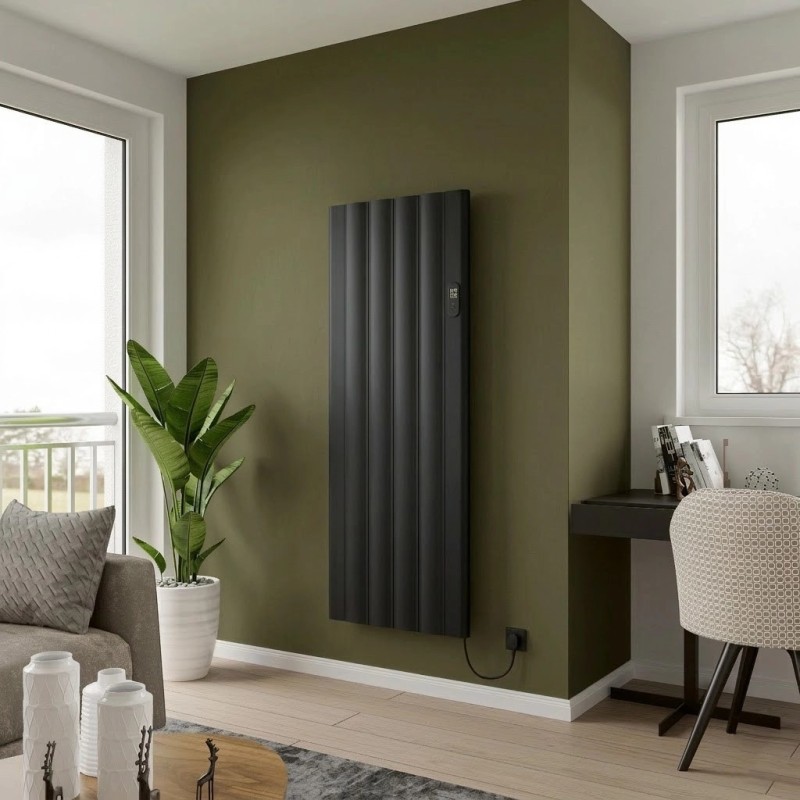 Kairo Black Electric Flat Panel Radiator with Smart Control - 610mm (w) x 1600mm (h) - 2000W