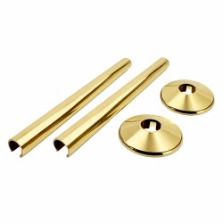 200mm Polished Brass "Snap On" Radiator Pipe & Collars