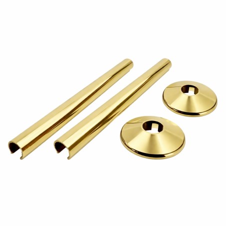 200mm Polished Brass "Snap On" Radiator Pipe & Collars