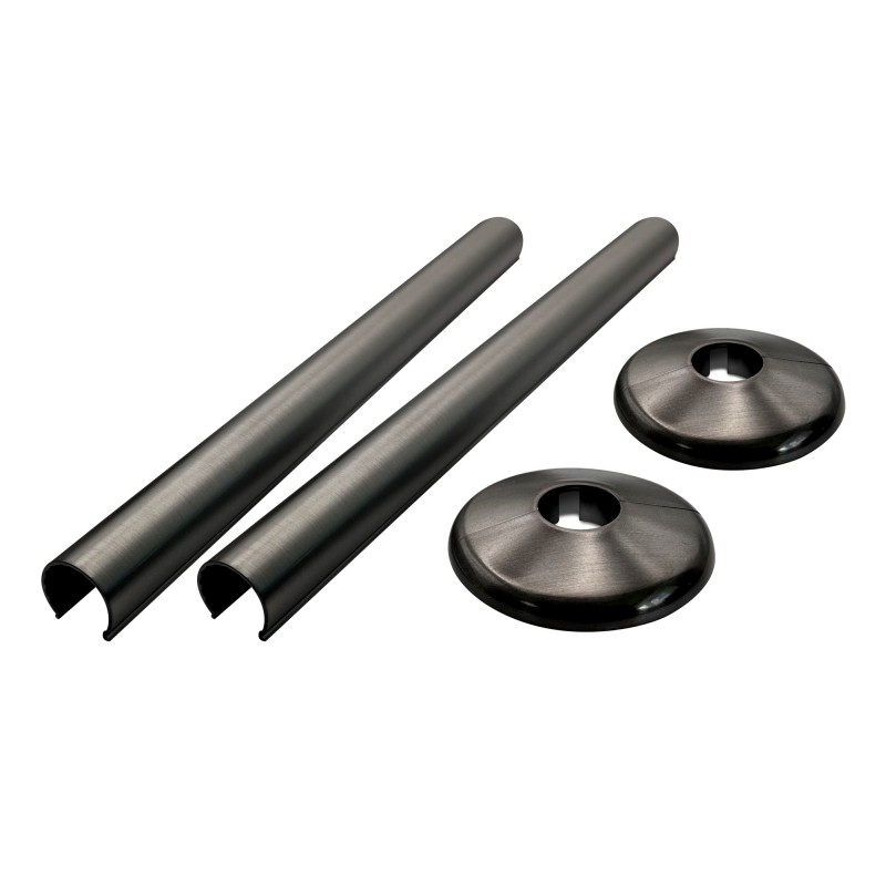 200mm Brushed Gunmetal "Snap On" Radiator Pipe & Collars