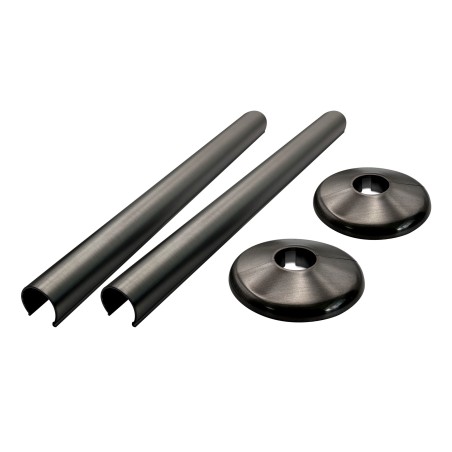 200mm Brushed Gunmetal "Snap On" Radiator Pipe & Collars