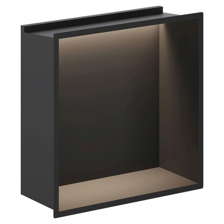 300 x 300mm Black Stainless Steel LED Shower Niche | Sleek Recessed Bathroom Storage