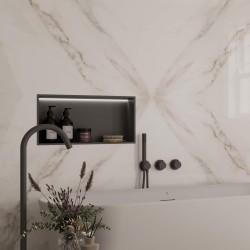 600 x 300mm Black Stainless Steel LED Shower Niche | Sleek Recessed Bathroom Storage
