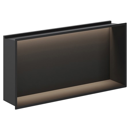 600 x 300mm Black Stainless Steel LED Shower Niche | Sleek Recessed Bathroom Storage