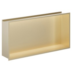 600 x 300mm Brushed Brass Stainless Steel LED Shower Niche | Sleek Recessed Bathroom Storage
