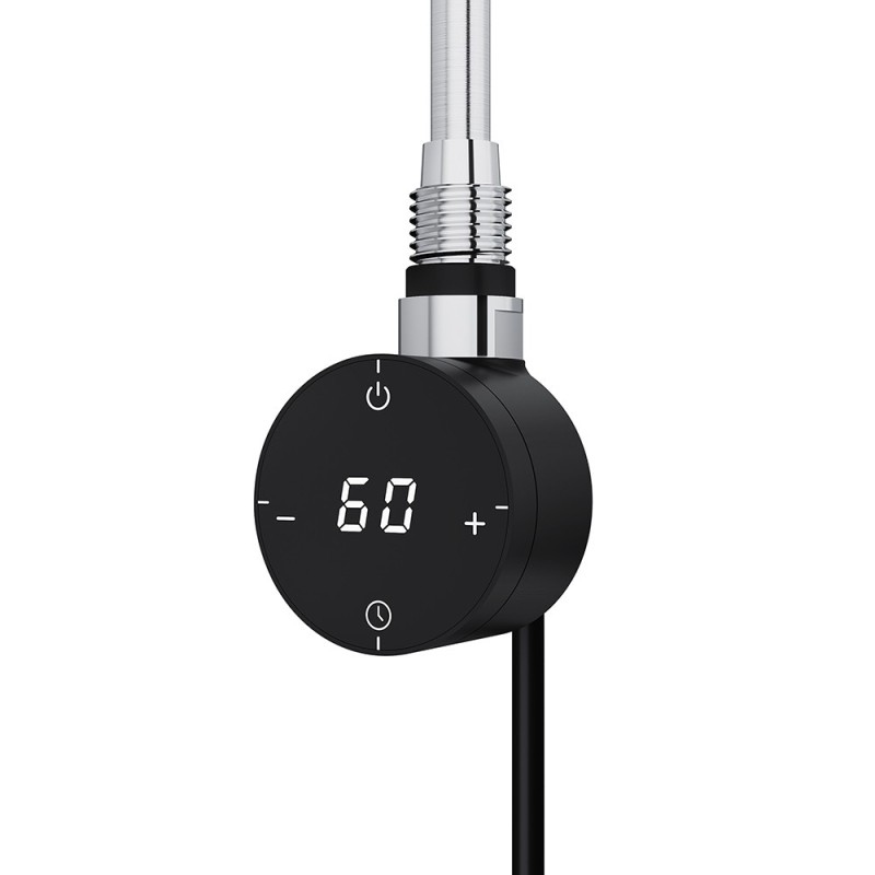 Cleo Black Compact Round Thermostatic Electric Heating Element