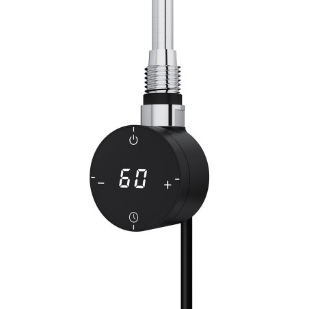 Cleo Black Compact Round Thermostatic Electric Heating Element