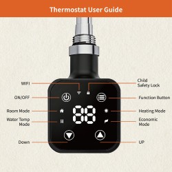 Cleo Square Black Smart WIFI Thermostatic Electric Heating Element