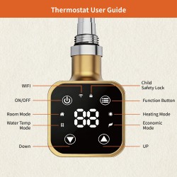 Cleo Square Brass Smart WIFI Thermostatic Electric Heating Element