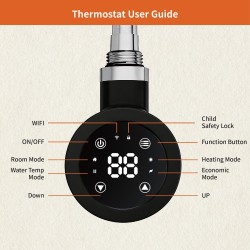Cleo Round Black Smart WIFI Thermostatic Electric Heating Element