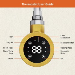 Cleo Round Brass Smart WIFI Thermostatic Electric Heating Element