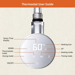Cleo Round Slimline Chrome Smart WIFI Thermostatic Electric Heating Element
