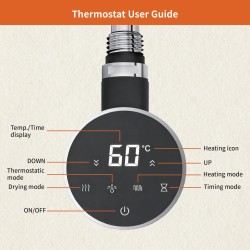 Cleo Round Slimline Black Smart WIFI Thermostatic Electric Heating Element