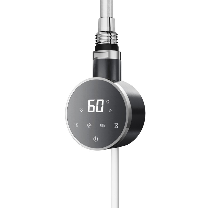 Cleo Round Slimline Gunmetal Smart WIFI Thermostatic Electric Heating Element