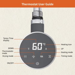 Cleo Round Slimline Gunmetal Smart WIFI Thermostatic Electric Heating Element