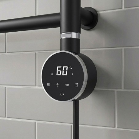 Cleo Round Slimline Black Smart WIFI Thermostatic Electric Heating Element