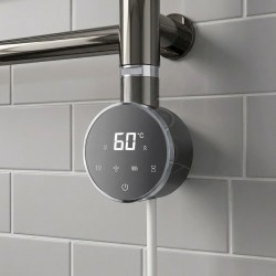 Cleo Round Slimline Gunmeal Smart - closeup