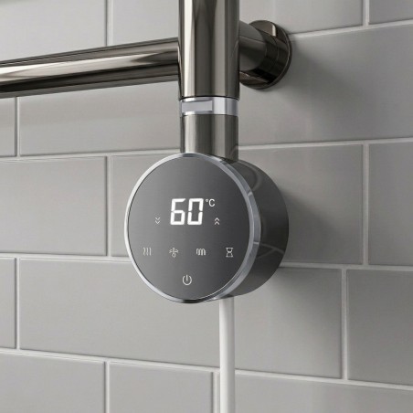 Cleo Round Slimline Gunmetal Smart WIFI Thermostatic Electric Heating Element