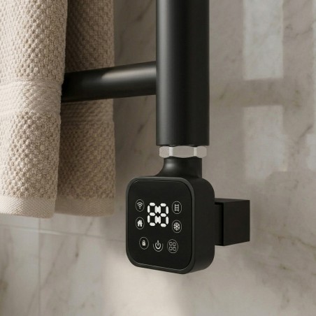Cleo Square Black Smart WIFI Thermostatic Electric Heating Element