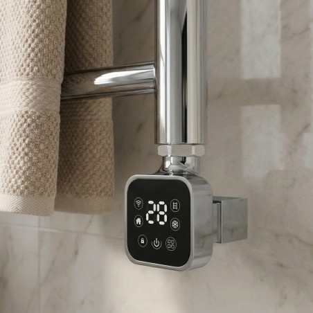 Cleo Square Chrome Smart WIFI Thermostatic Electric Heating Element