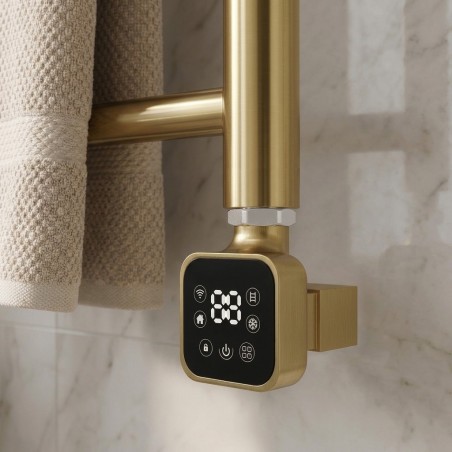 Cleo Square Brass Smart WIFI Thermostatic Electric Heating Element