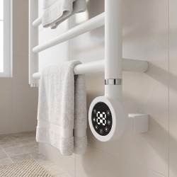 Cleo Round White Smart WIFI Thermostatic Electric Heating Element - closeup