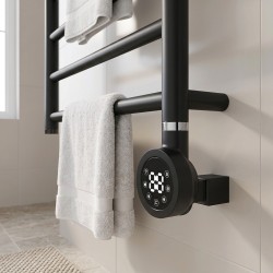 Cleo Round Black Smart WIFI Thermostatic Electric Heating Element - closeup