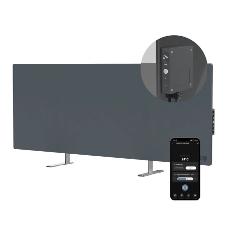 AENO 700W Smart Wifi Grey Glass Infrared Horizontal or Vertical Panel Heater - 1000mm x 365mm
