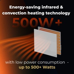 AENO Smart LED Wifi White Glass Infrared Reversible Panel Heater 500W