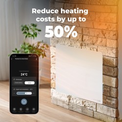 AENO Smart LED Wifi White Glass Infrared Reversible Panel Heater 500W