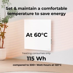 AENO Smart LED Wifi White Glass Infrared Reversible Panel Heater 500W