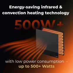 AENO Smart LED Wifi Black Glass Infrared Reversible Panel Heater 500W